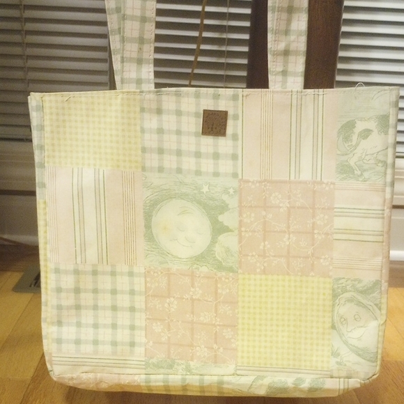 Handbags - Patchwork Medium Tote Bag - Pastel Green and Pink